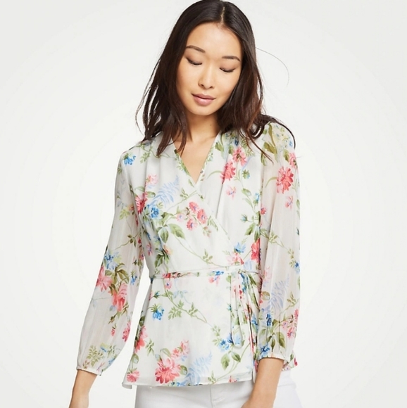Ann Taylor Tops - Ann Taylor Floral Wrap Top Blouse *NWT
